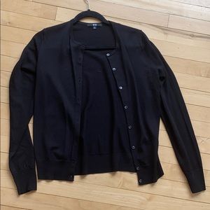 Uniqlo 100% wool black cardigan.